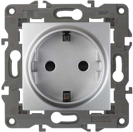ERA Б0034274 14-2102-03 Эл/ус ЭРА Розетка 2P+E Schuko со шторками, 16A-250В, IP20, Эра Elegance, алюминий