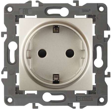 ERA Б0034268 14-2101-04 Эл/ус ЭРА Розетка 2P+E Schuko, 16A-250В, IP20, Эра Elegance, шампань