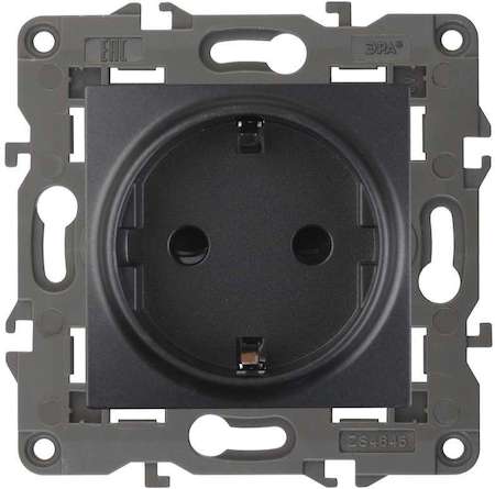ERA Б0034269 14-2101-05 Эл/ус ЭРА Розетка 2P+E Schuko, 16A-250В, IP20, Эра Elegance, антрацит