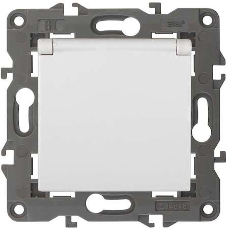 ERA Б0034278 14-2103-01 Эл/ус ЭРА Розетка 2P+E Schuko со шторками с крышкой, 16A-250В, IP20, Эра Elegance, белый