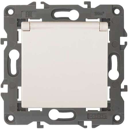 ERA Б0034279 14-2103-02 Эл/ус ЭРА Розетка 2P+E Schuko со шторками с крышкой, 16A-250В, IP20, Эра Elegance, сл.кость
