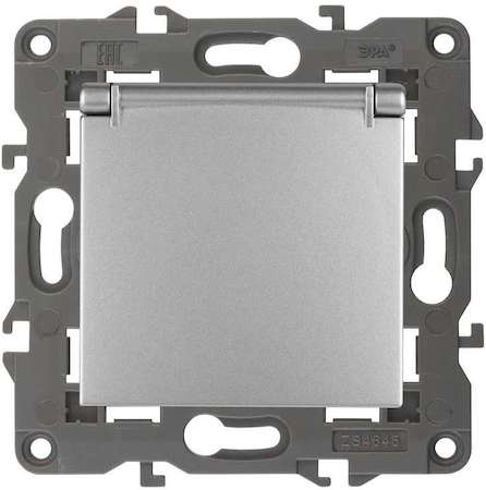 ERA Б0034280 14-2103-03 Эл/ус ЭРА Розетка 2P+E Schuko со шторками с крышкой, 16A-250В, IP20, Эра Elegance, алюминий