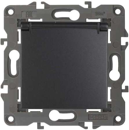 ERA Б0034282 14-2103-05 Эл/ус ЭРА Розетка 2P+E Schuko со шторками с крышкой, 16A-250В, IP20, Эра Elegance, антрацит
