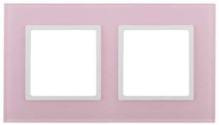 ERA Б0034502 14-5102-30 Эл/ус ЭРА Рамка на 2 поста, стекло, Эра Elegance, розовый+бел