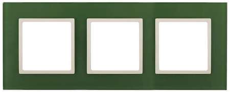 ERA Б0034517 14-5103-27 Эл/ус ЭРА Рамка на 3 поста, стекло, Эра Elegance, зелёный+сл.кость