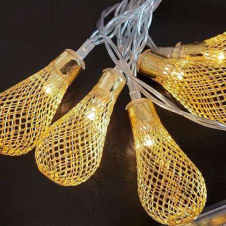 Гирлянда светодиодная "Восточные фонарики" 10LED жел. 1.5м питание 2хАА провод прозр. Neon-Night 303-071