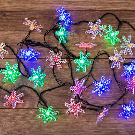 Гирлянда светодиодная "Снежинки" 30LED мультиколор 4.4м с контроллером Neon-Night 303-065