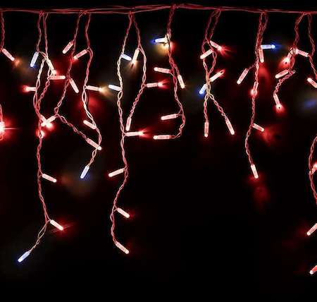 Гирлянда Айсикл 4.8х0.6 м эффект мерцания 176LED красн. 220В провод бел. Neon-Night 255-162