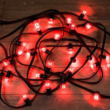 Гирлянда "LED Galaxy Bulb String" 10м 6х30LED красн. IP65 влагостойкая провод черн. каучук Neon-Night 331-322