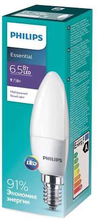 Лампа светодиодная ESSLED Candle 6.5-75Вт E14 840 B35ND RCA Philips 929001886607 / 871869681687500