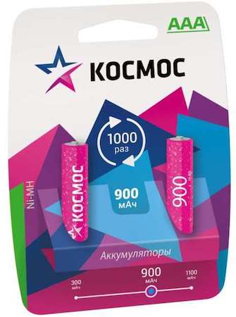 Фото Аккумулятор R03 NI-MN 900мА.ч BP-2 (блист.2шт) Космос KOCR03NIMH(900MAH)