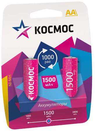 Фото Аккумулятор R6 NI-MN 1500мА.ч BP-2 (блист.2шт) Космос KOCR6NIMH(1500mA)
