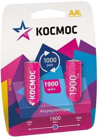 Фото Аккумулятор R6 NI-MN 1900мА.ч BP-2 (блист.2шт) Космос KOCR6NIMH(1900MAH)