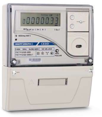 Счетчик СЕ 301 S31 145-JAVZ 3ф 5-60А 1 класс точн. многотариф. ЭШ оптопорт RS485 Екат. вр.  Энергомера 101004002009263-TP104
