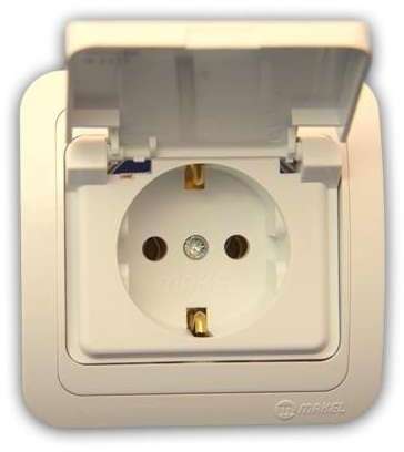 Розетка 1-м СП Mimoza 16А IP20 с защ. крышкой крем/крем Makel 25009