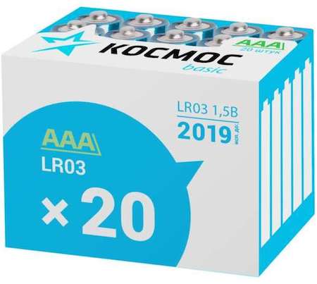 Фото Элемент питания алкалиновый LR LR03 (уп.20шт) Космос KOCLR0320BOX