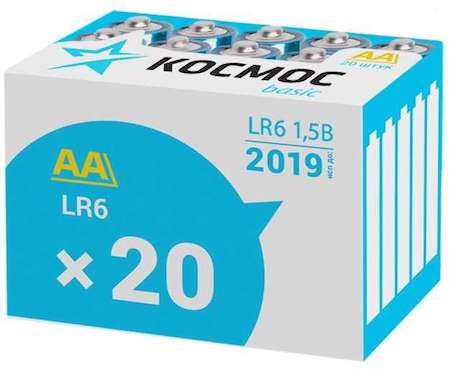 Фото Элемент питания алкалиновый LR LR6 (уп.20шт) Космос KOCLR620BOX