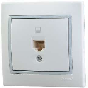 Фото Розетка компьютерная 1-м СП Мира RJ45 бел./сер. Lezard 701-0215-139