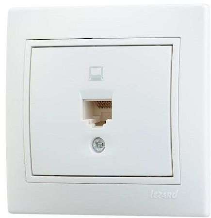 Фото Розетка компьютерная 1-м СП Мира RJ45 бел./бел. Lezard 701-0202-139