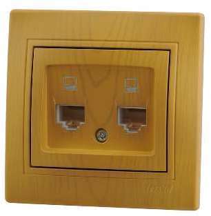 LEZARD Розетка компьютерная 2-м СП Мира RJ45 ольха Lezard 701-0701-141