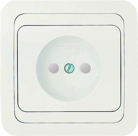 Розетка 1-м СП Mimoza 10А IP20 защ. шторки без заземл. бел./бел. Makel 12052