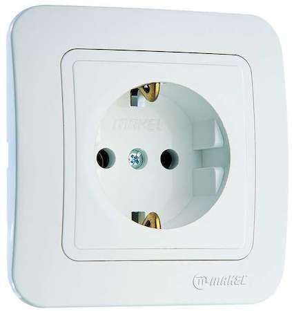 Розетка 1-м СП Lillium 16А IP20 с заземл. бел. /бел. Makel 70028