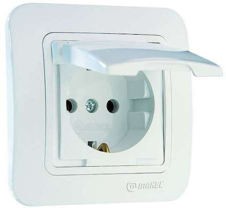 Розетка 1-м СП Lillium 16А IP20 с защ. крышкой без заземл. бел. /бел. Makel 70029