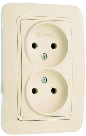 Розетка 2-м СП Lillium 16А IP20 без заземл. крем/крем Makel 70217