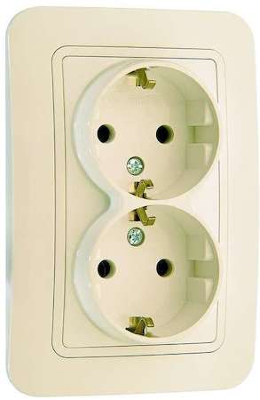 Розетка 2-м СП Lillium 16А IP20 с заземл. крем/крем Makel 70282