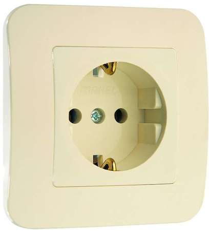 Розетка 1-м СП Lillium 16А IP20 с заземл. крем/крем Makel 70228