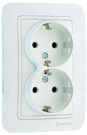 Розетка 2-м СП Lillium 16А IP20 с заземл. бел./бел. Makel 70082