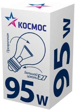 Лампа накаливания A50/A55 95Вт E27 220-240В прозр. КОСМОС LKsmSt55CL95E27v2