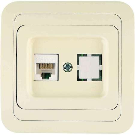 Розетка компьютерная 1-м СП Mimoza 16А IP20 крем/крем Makel 25035