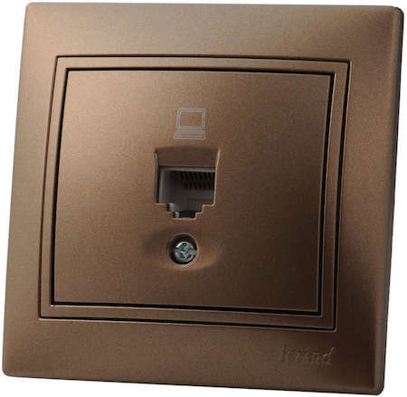 Фото Розетка компьютерная 1-м СП Мира RJ45 свет. корич. перламутр Lezard 701-3131-139