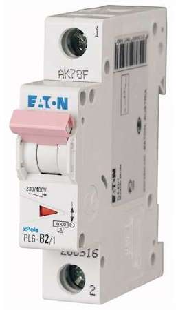 Выключатель автоматический модульный 1п C 16А 6кА PL6-C16/1 EATON 286533