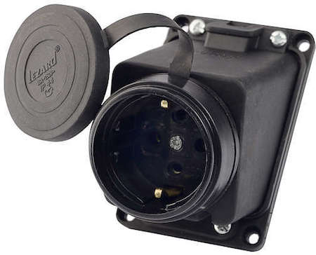 LEZARD Розетка наруж. уст. 16А 2P+PE 220-240В наклон. каучук. IP44 Lezard 106-0400-0104/104