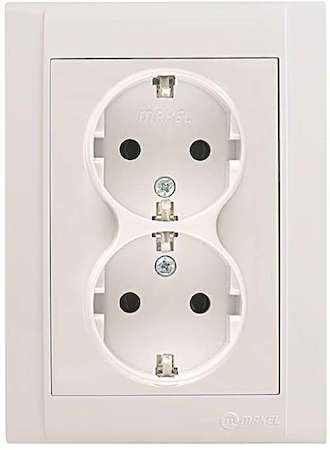 Розетка 2-м СП Defne 16А IP20 с заземл. бел. Makel 42001057