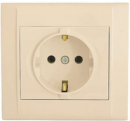 Розетка 1-м СП Defne 16А IP20 с заземл. крем Makel 42010008