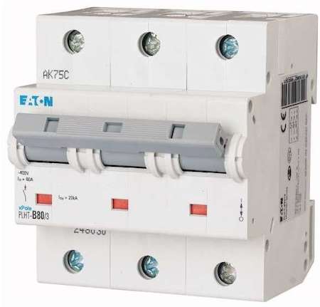 Выключатель автоматический модульный 3п B 80А PLHT-B80/3 EATON 248030