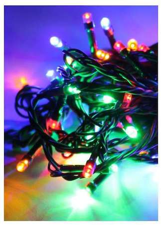 КОСМОС Гирлянда 12.8м (11.3+1.5) 120LED зел. провод 8 режимов мигания IP20 мультиколор Космос KOC_GIR120LED_RGB