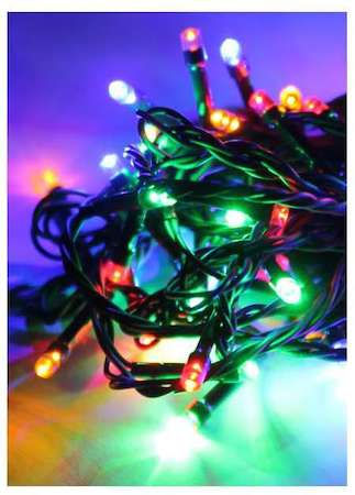 КОСМОС Гирлянда 14.6м (13.1+1.5) 140LED зел. провод 8 режимов мигания IP20 мультиколор Космос KOC_GIR140LED_RGB