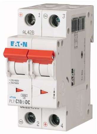 Выключатель автоматический модульный 2п C 10А 6кА PL7-C10/2-DC EATON 264900
