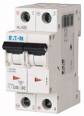 Выключатель автоматический модульный 2п C 40А 6кА PL7-C40/2-DC EATON 264906