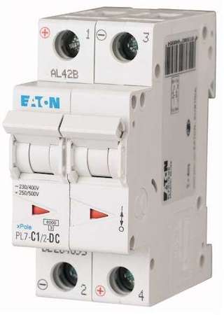 Выключатель автоматический модульный 2п C 1А 6кА PL7-C1/2 DC EATON 264895