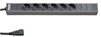 Блок розеток SHT19-6SH-2.5IEC горизонт. 6 розеток 10А IEC 320 C14 шнур 2.5м Hyperline 28055