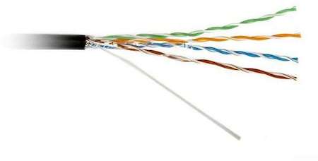 Фото Кабель UTP 4-C5E-SOLID-OUTDOOR-40-500 витая пара UTP (U/UTP) кат. 5e 4х2х0.5 (24 AWG) ож (solid) для внешней прокладки (+60 град.C -40 град.C) PE (500м) (м) Hyperline 49118