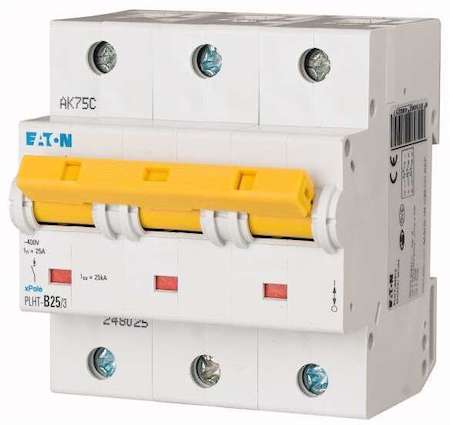 Выключатель автоматический модульный 3п C 25А 25кА PLHT-C25/3 EATON 248034