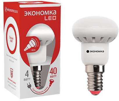 Лампа светодиодная R39 3Вт 4500К бел. E14 260лм 220-240В ЭКОНОМКА Eco_LED3wR39E1445 / Eco_LED4wR39E1445