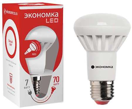 Лампа светодиодная R63 7Вт 4500К бел. E27 550лм 220-240В ЭКОНОМКА Eco_LED7wR63E2745