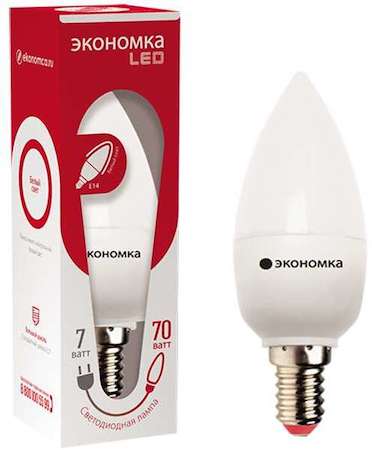 Лампа светодиодная CN 7Вт свеча 4500К бел. E14 560лм 220-240В ЭКОНОМКА Eco_LED7wCNE1445